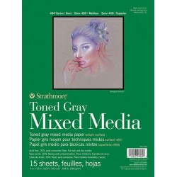 كراسة رسم A4 ستراثمور مكس ميديا توند جريي 22.9X30.5 سم 300 جرام مصمغ 15 ورقة لون رمادي (9 *12 انش )